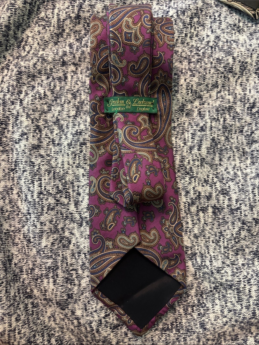 Graham & Lotzaru Purple Paisley Silk Tie